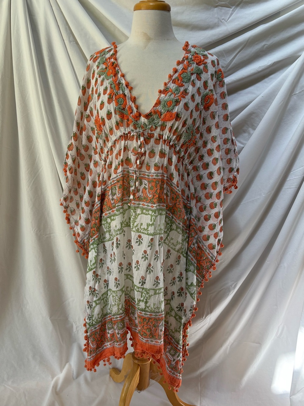 RAJ 100% Cotton Boho Swim Cover Up Beach Dress S / M / L ~